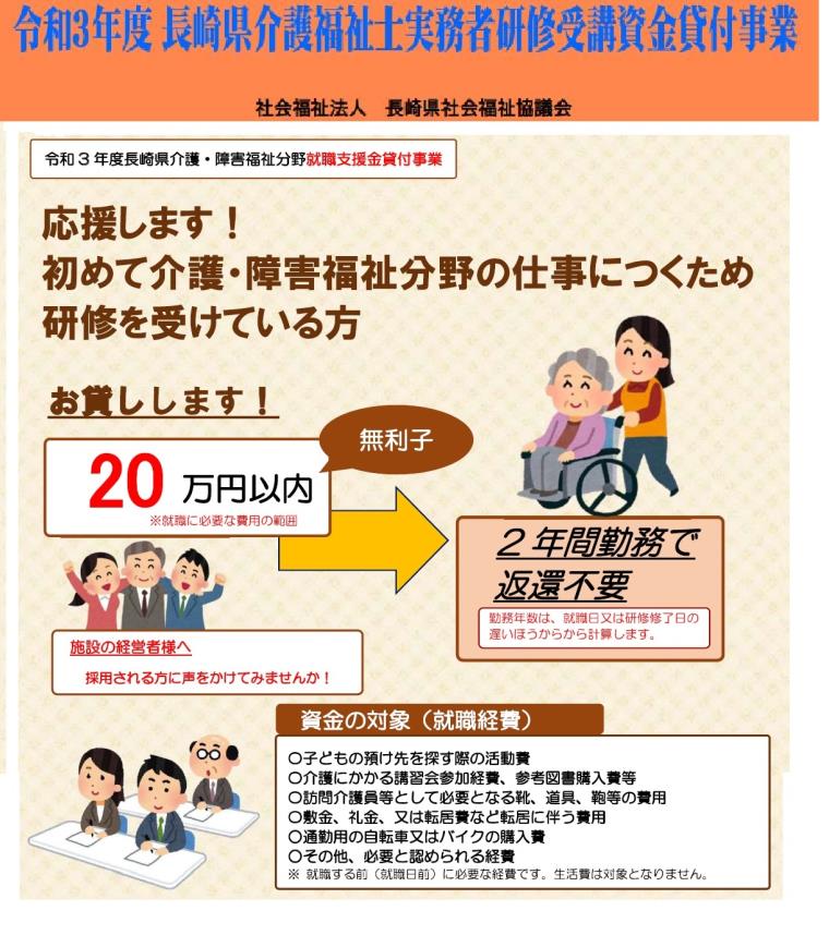 令和3年度長崎県介護福祉士実務者研修受講支援金貸付事業